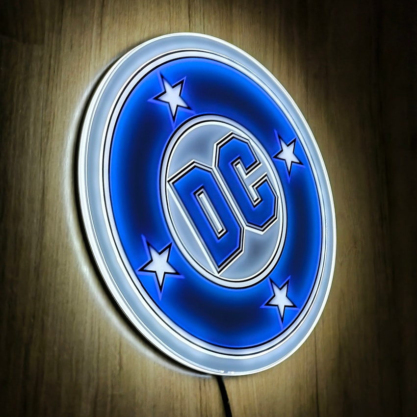 DC Comics Vintage DC LED Logo Light (Circular) Wall Light - Prototype Shown View 4