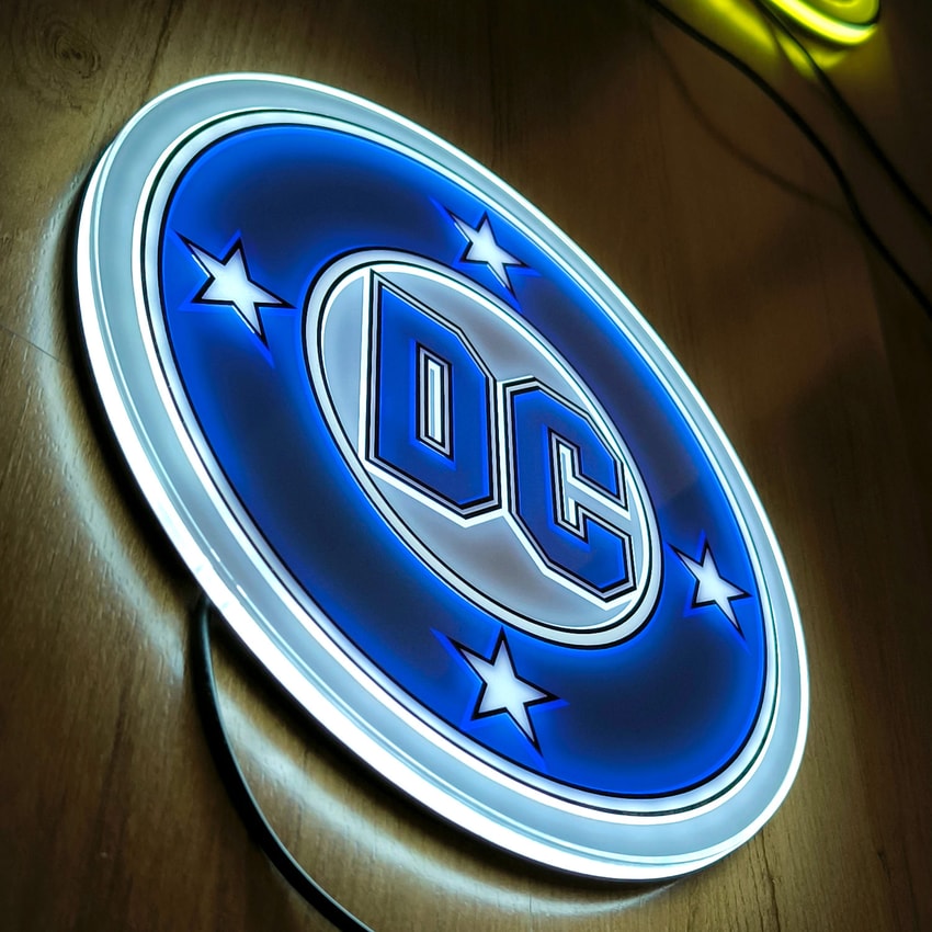 DC Comics Vintage DC LED Logo Light (Circular) Wall Light - Prototype Shown View 5
