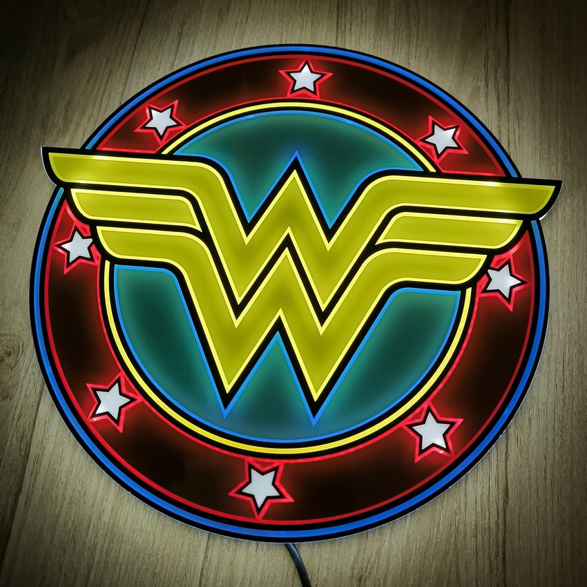 DC Comics Vintage Wonder Woman LED Logo Light (Circular) Wall Light - Prototype Shown View 1