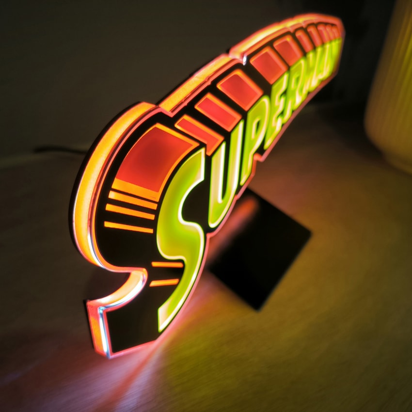 DC Comics Vintage Superman LED Logo Light (Small) Wall Light - Prototype Shown View 4