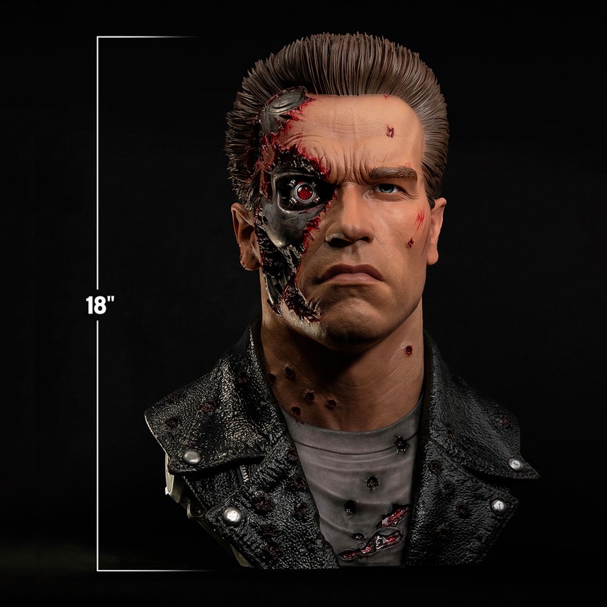 Terminator T-800 Model 101 (Battle Damaged) Art Mask Life-Size Bust - Prototype Shown View 2