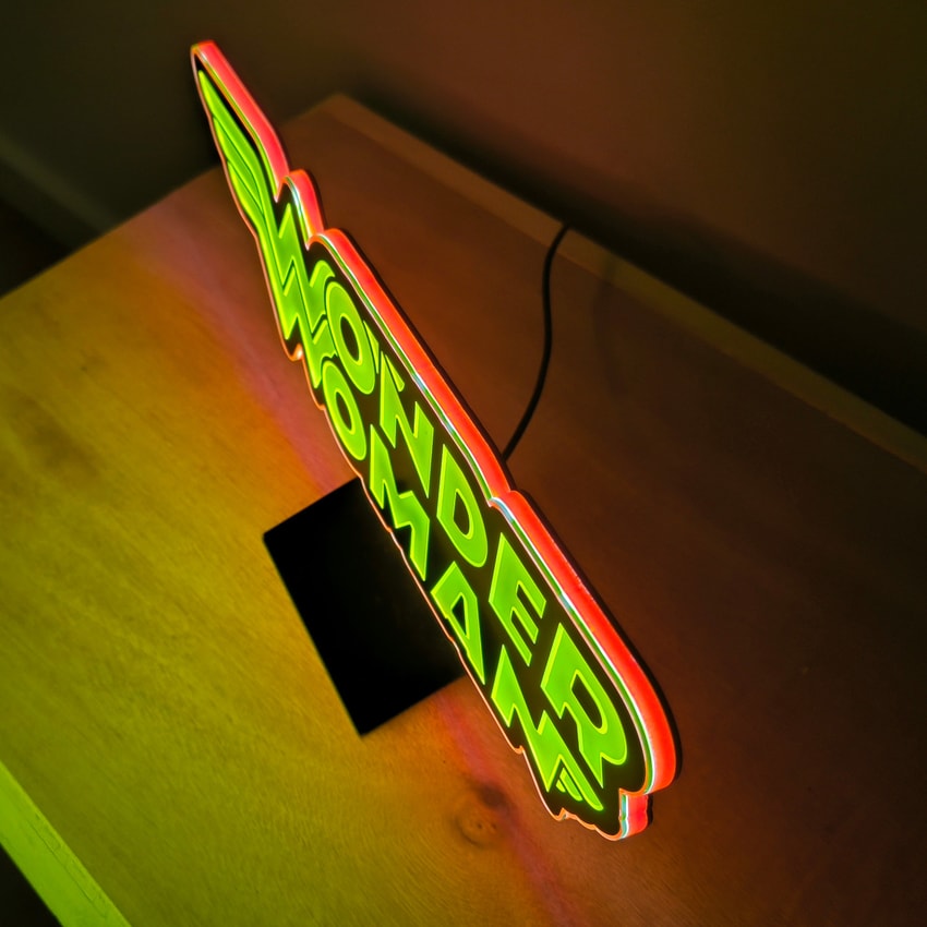 DC Comics Vintage Wonder Woman LED Logo Light (Small) Wall Light - Prototype Shown View 6