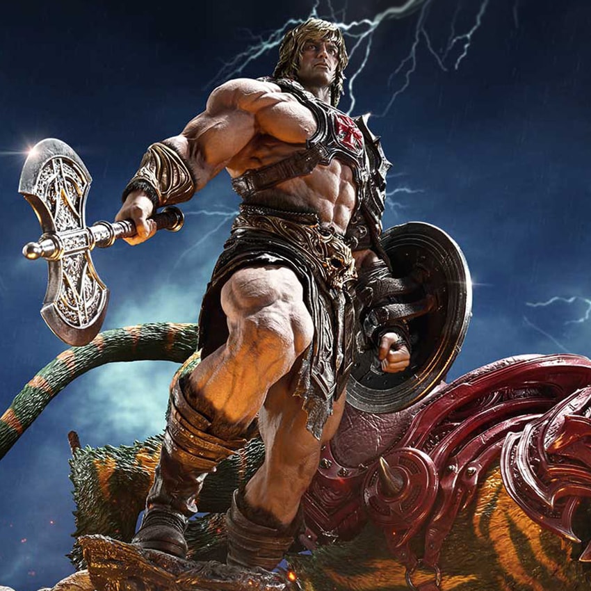Masters of the Universe He-Man & Battle Cat (Ultimate Bonus Version) Quarter Scale Statue - Prototype Shown View 3
