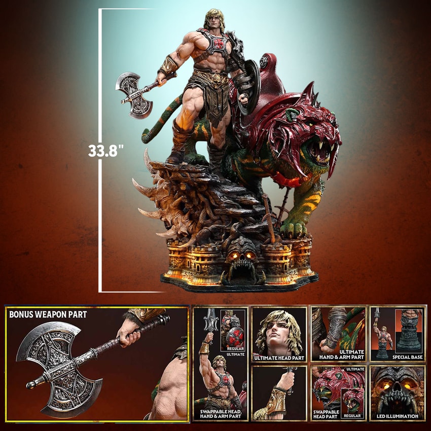 Masters of the Universe He-Man & Battle Cat (Ultimate Bonus Version) Quarter Scale Statue - Prototype Shown View 2