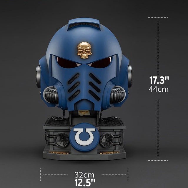 Warhammer 40K Ultramarines Captain MkX Helmet and Display Stand Prop Replica - Prototype Shown View 2