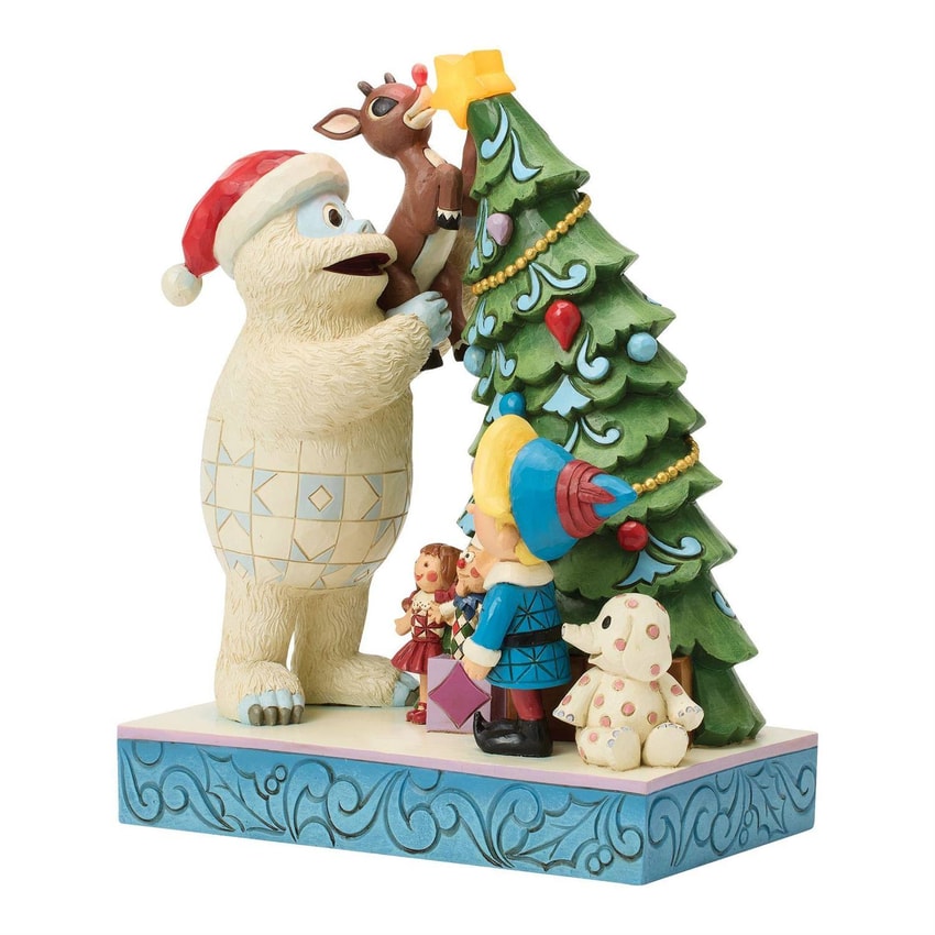 Rudolph Bumble Holding Rudolph by Tree Figurine - Prototype Shown View 4