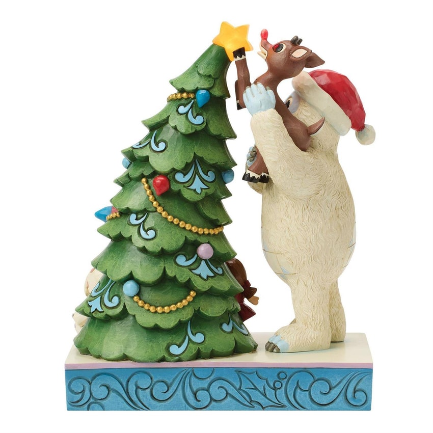 Rudolph Bumble Holding Rudolph by Tree Figurine - Prototype Shown View 6