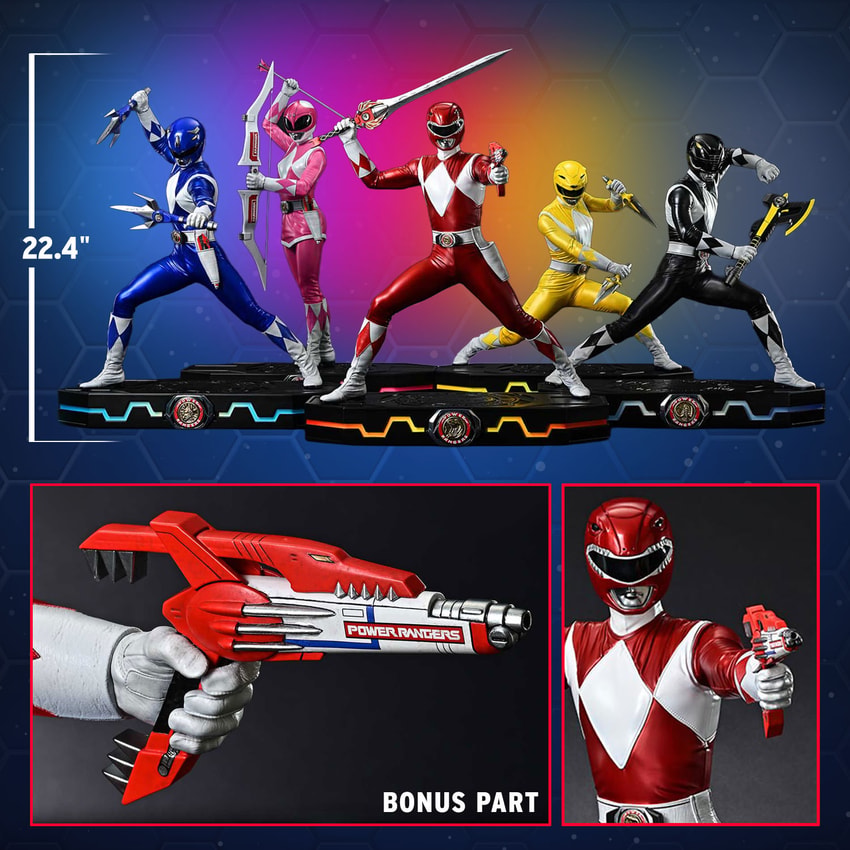 Mighty Morphin Power Rangers Power Rangers 5-Ranger Set (Deluxe Bonus Version) Quarter Scale Statue - Prototype Shown View 2