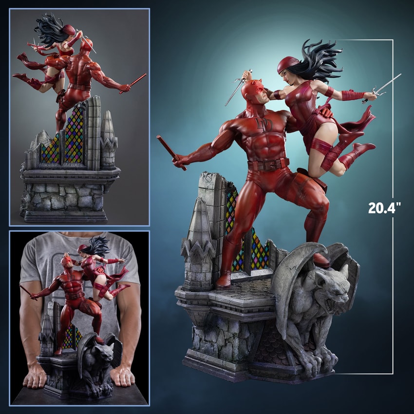 Marvel Daredevil and Elektra Statues - Prototype Shown View 2