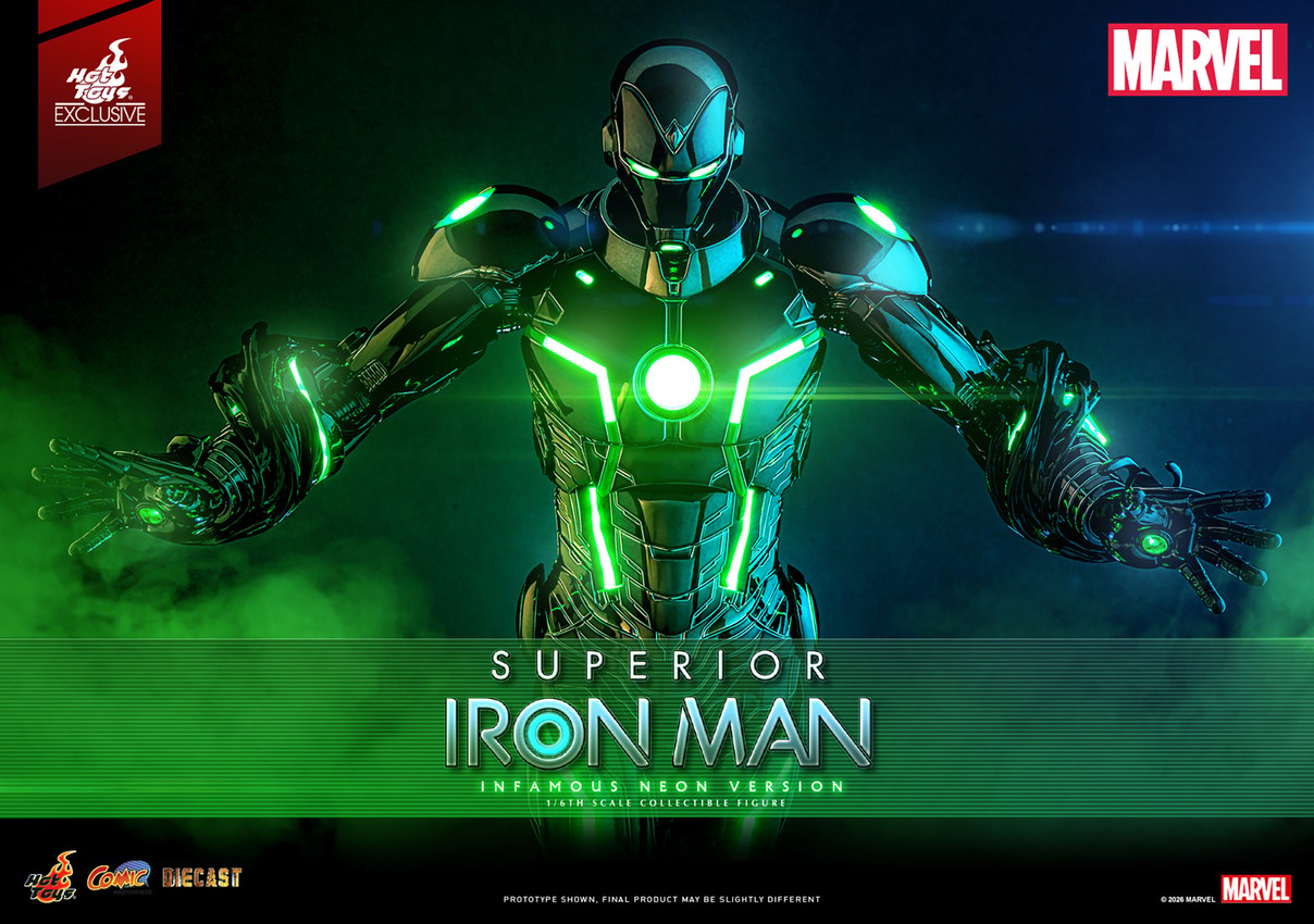 Marvel Superior Iron Man (Infamous Neon Version) Sixth Scale Figure - Prototype Shown View 1