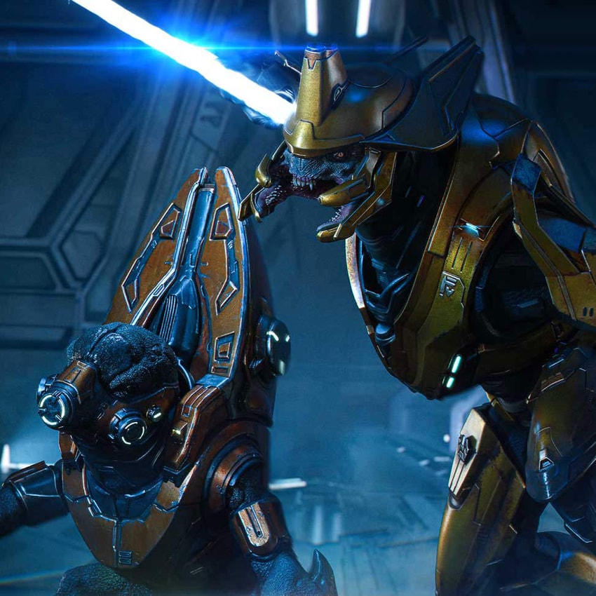 HALO Elite Zealot & Grunt Minor: Covenant Assault (Bonus Version) Quarter Scale Statue - Prototype Shown View 1