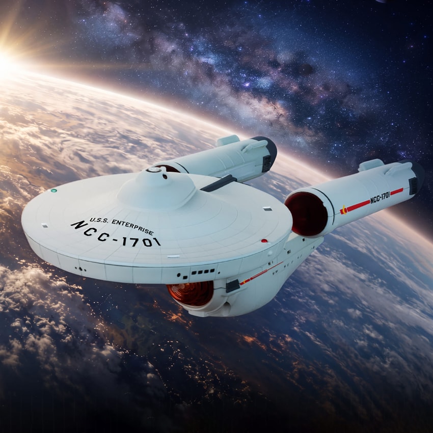 Star Trek U.S.S. Enterprise NCC-1701 Floating Version Collectible Figure - Prototype Shown View 1