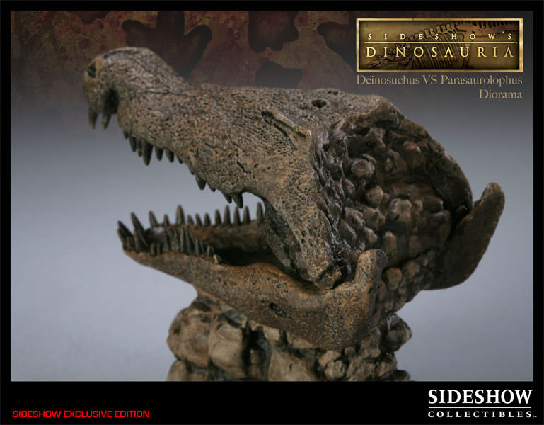 Dinosauria Deinosuchus VS Parasaurolophus Polystone Diorama  View 3
