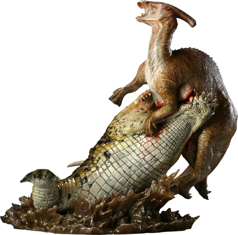 Dinosauria Deinosuchus VS Parasaurolophus Polystone Diorama  View 19