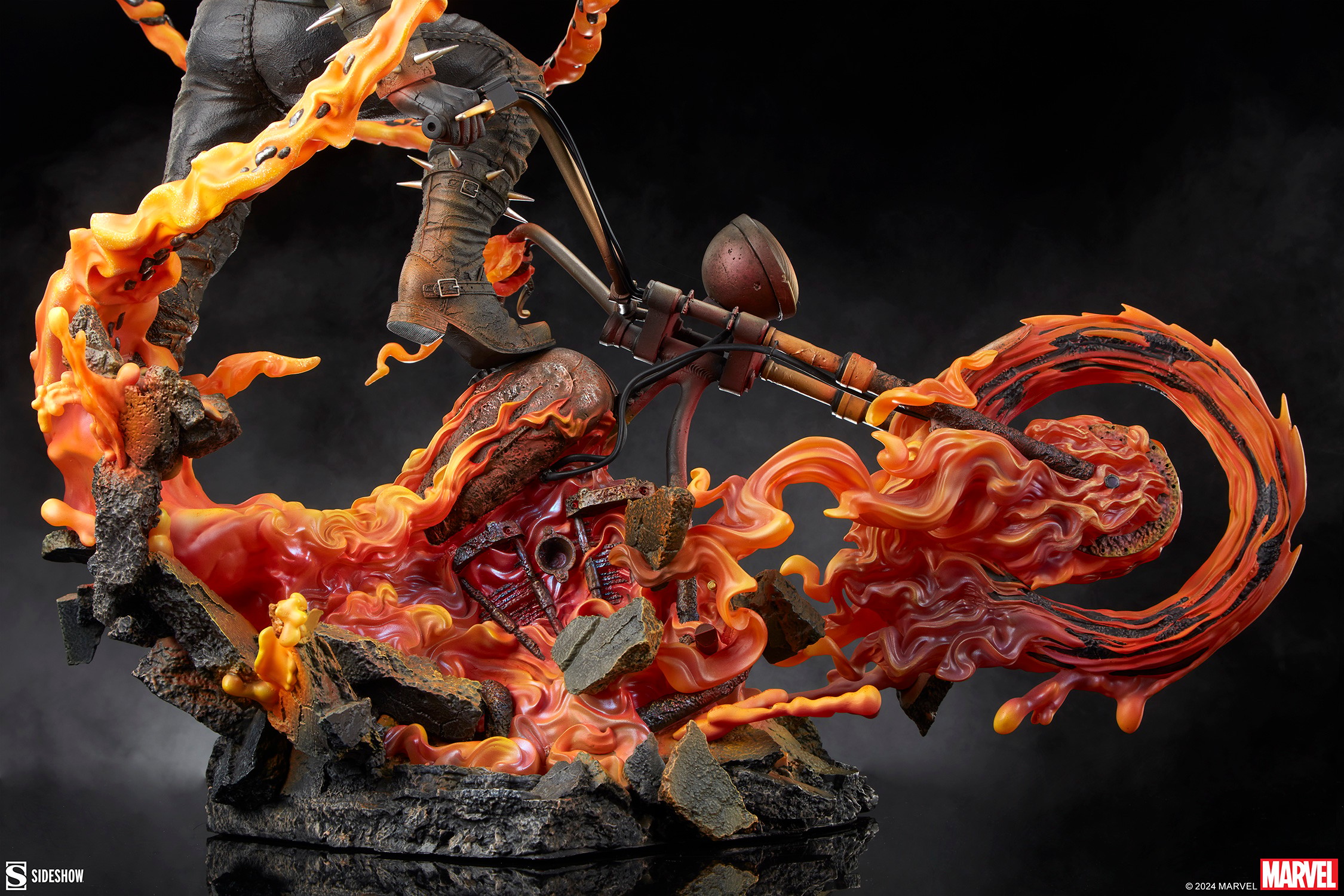 Close-up shot of Ghost Rider's Hell Cycle, showcasing intricate details with no illumination. Collector Edition (Prototype Shown) View 20
