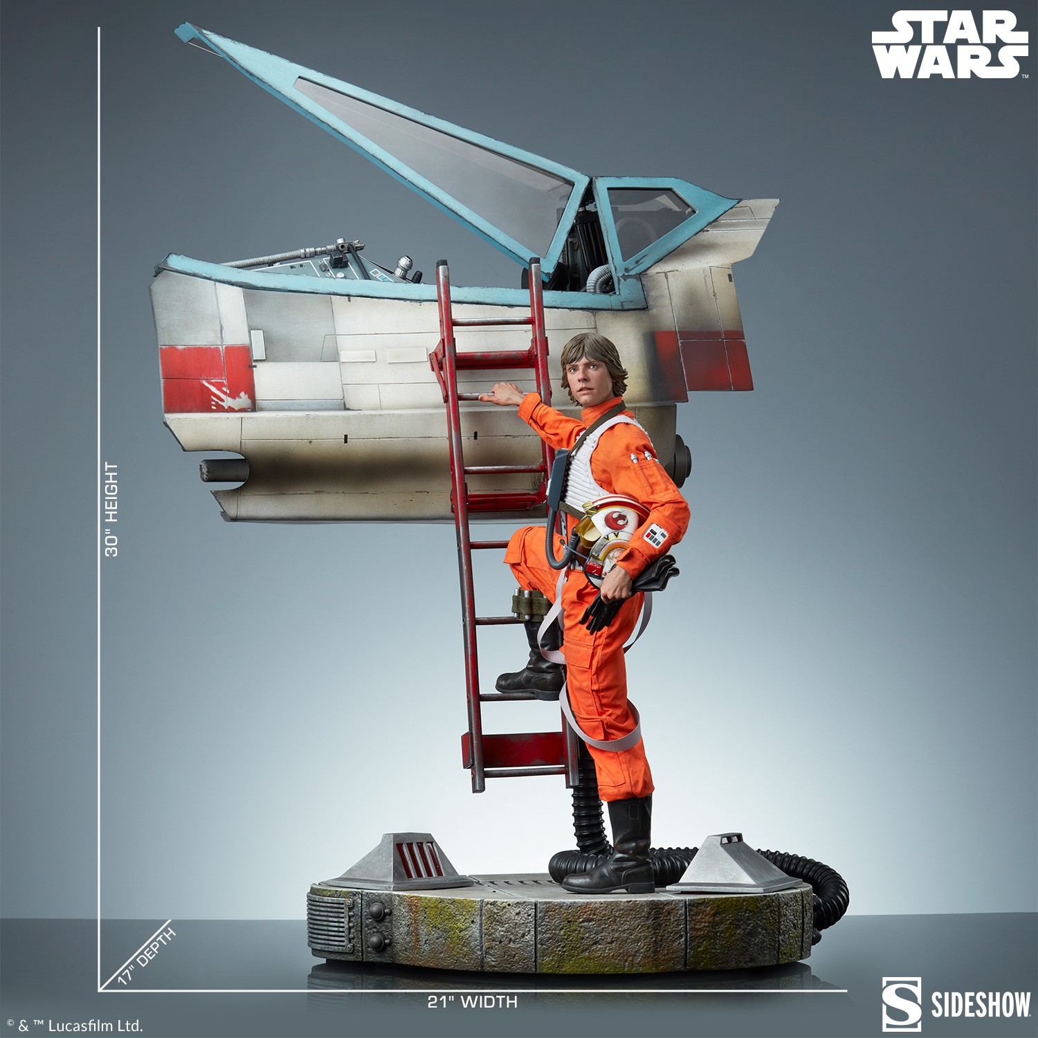 Star Wars Luke Skywalker™ & X-Wing: Red Five, Standing By Premium Format™ Figure  (Prototype Shown) View 1