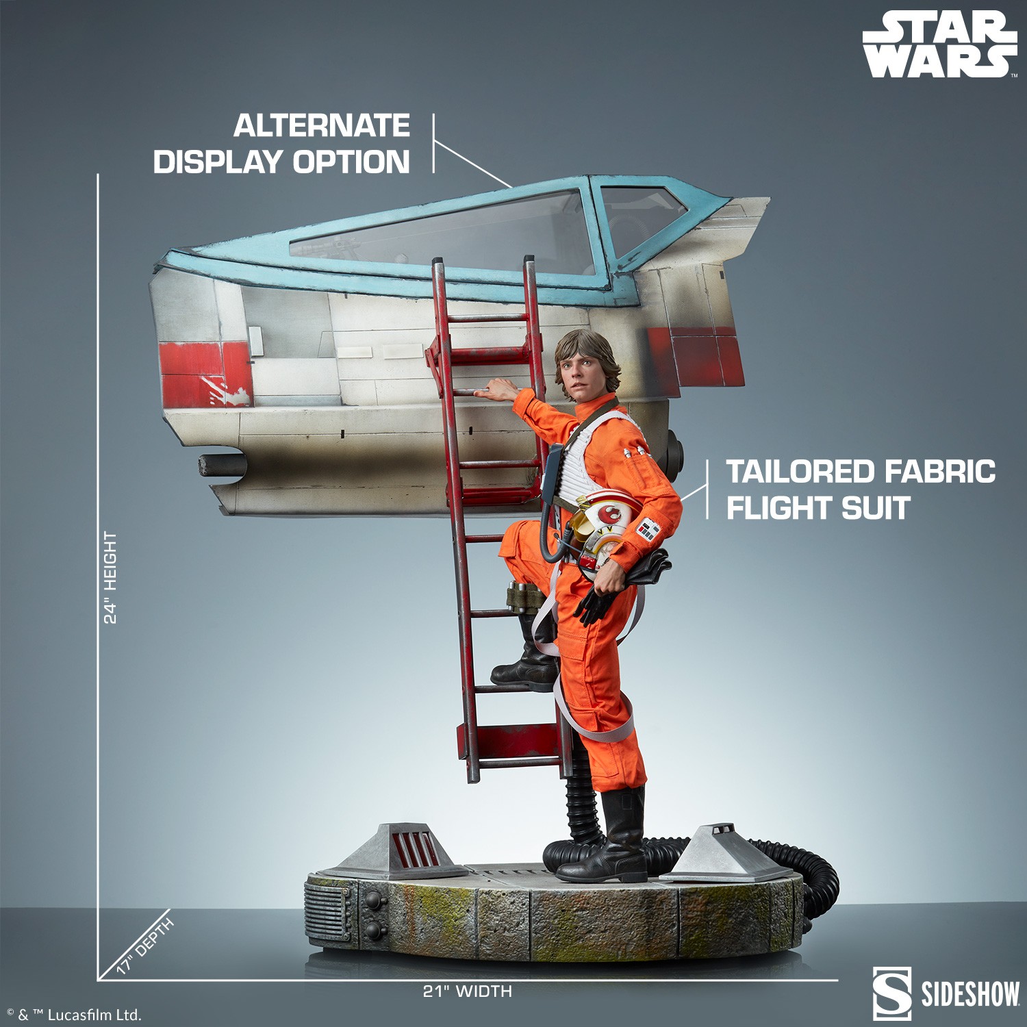 Star Wars Luke Skywalker™ & X-Wing: Red Five, Standing By Premium Format™ Figure  (Prototype Shown) View 2