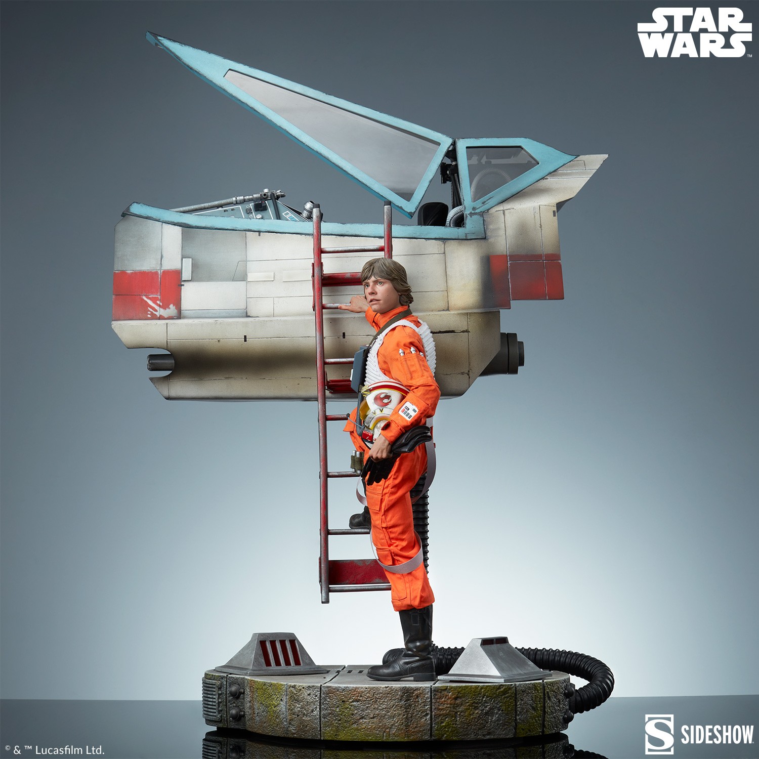 Star Wars Luke Skywalker™ & X-Wing: Red Five, Standing By Premium Format™ Figure  (Prototype Shown) View 3
