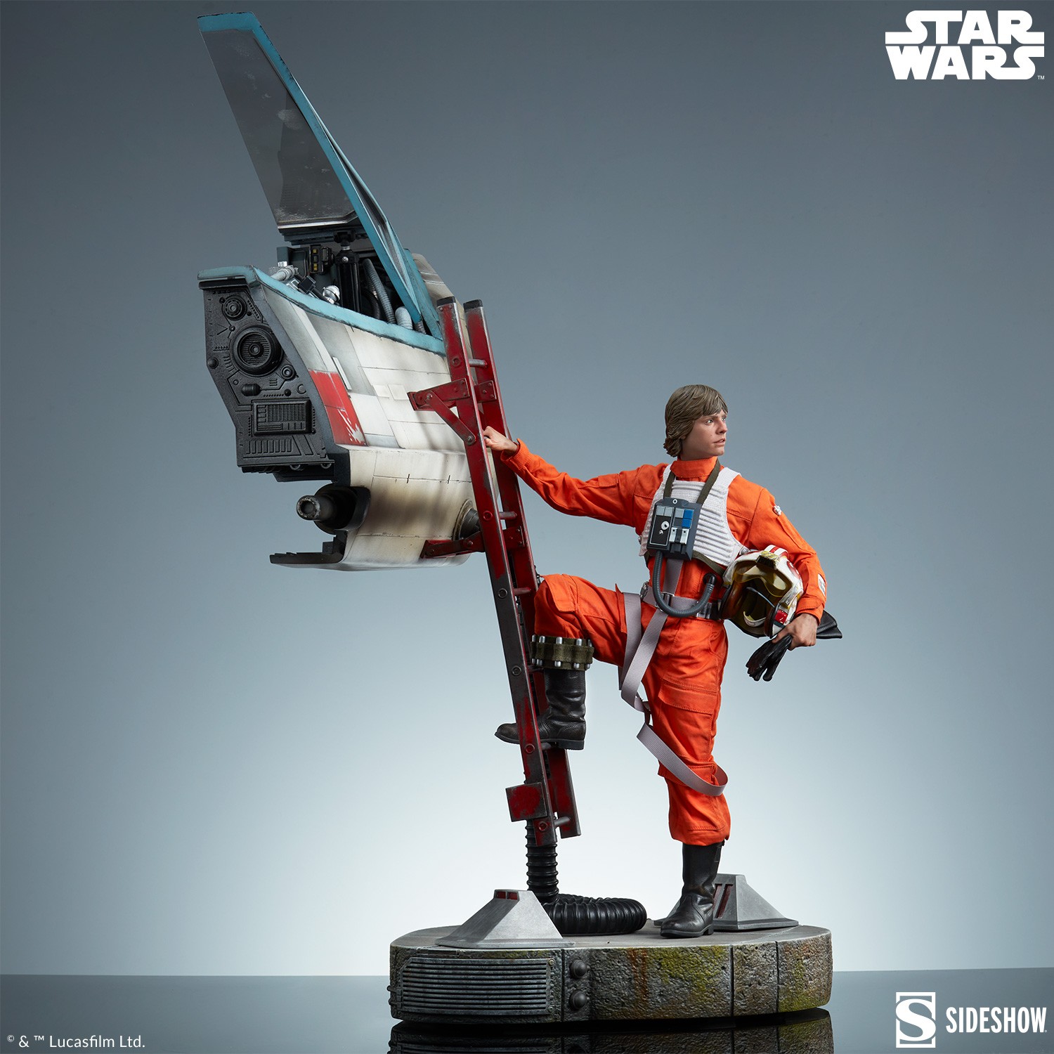 Star Wars Luke Skywalker™ & X-Wing: Red Five, Standing By Premium Format™ Figure  (Prototype Shown) View 8