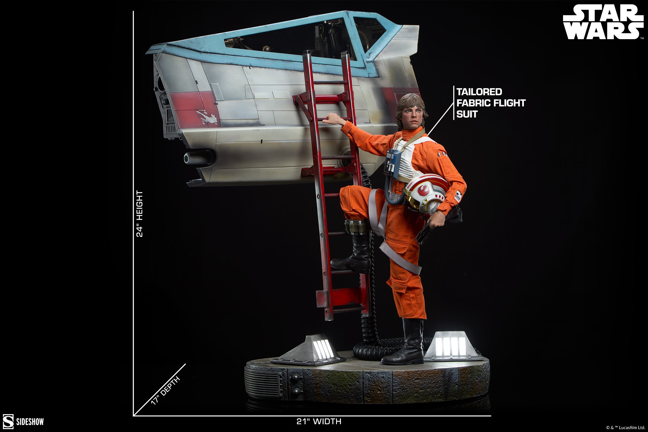 Star Wars Luke Skywalker™ & X-Wing: Red Five, Standing By Premium Format™ Figure  (Prototype Shown) View 4