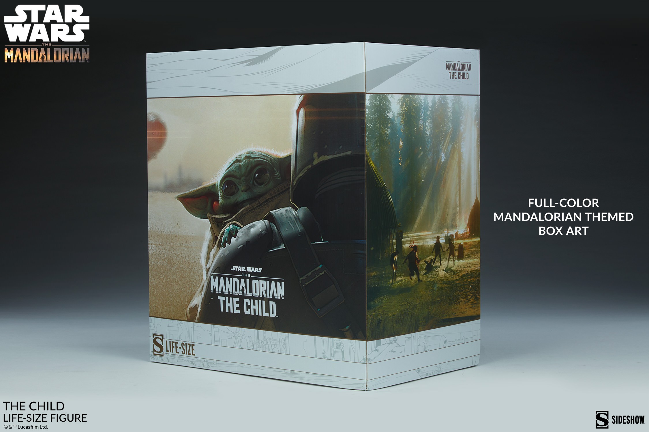 Figurine en carton taille réelle Bébé Yoda alias Grogu dans son berceau  volant film série Mandalorian H 75 CM