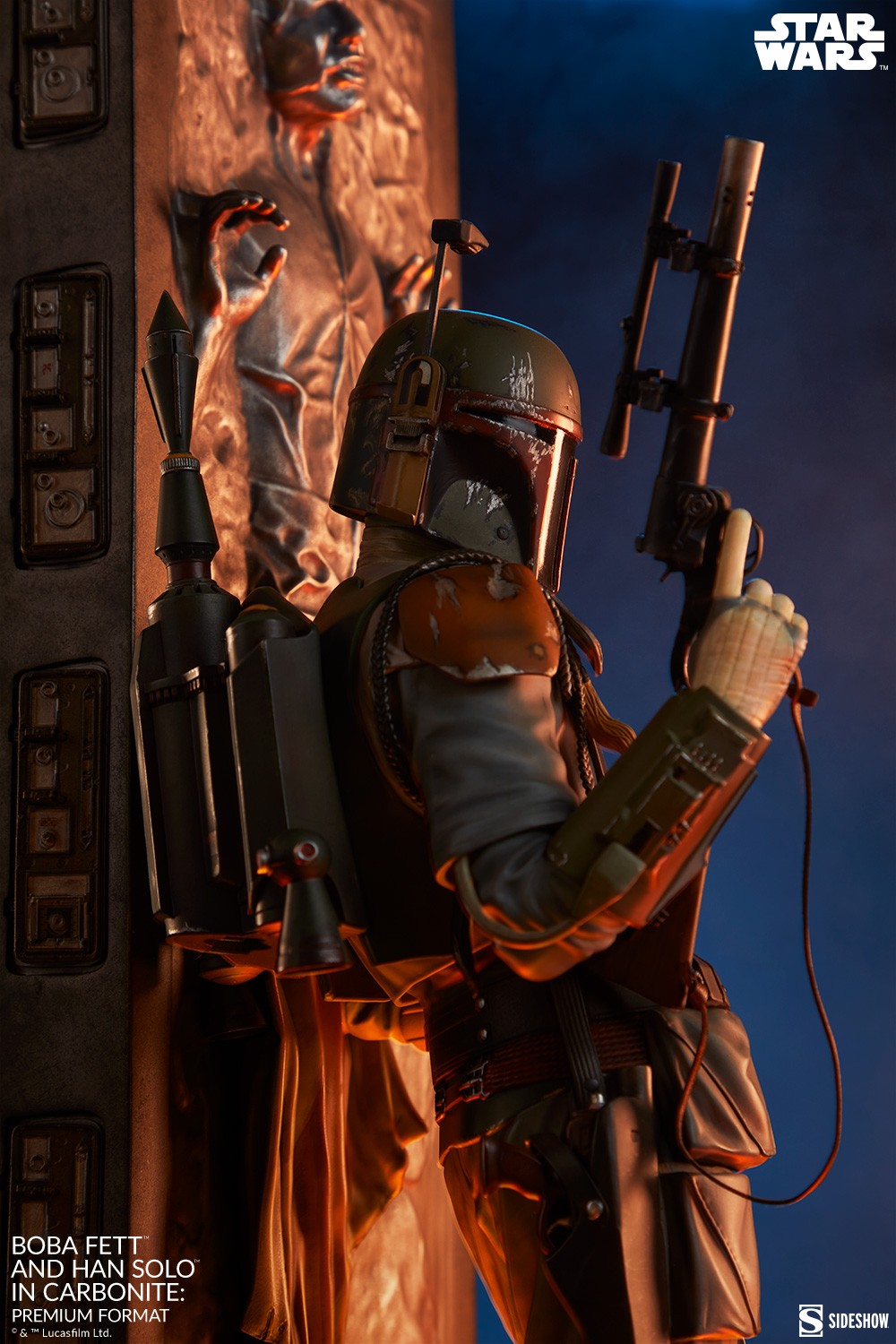 Boba Fett and Han Solo in Carbonite Premium Format Figure by