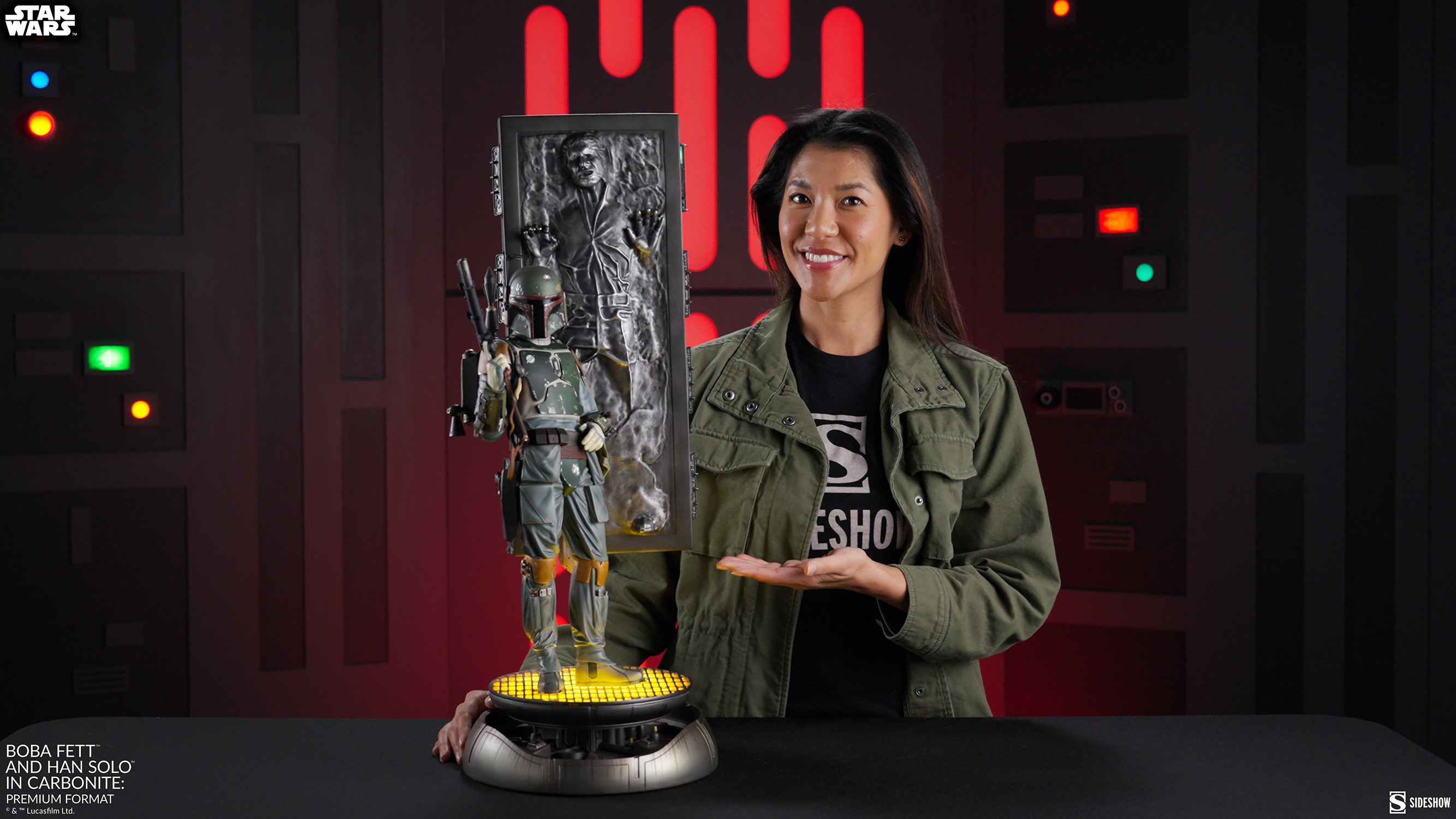 Star Wars Boba Fett and Han Solo in Carbonite Premium Format™ Figure  (Prototype Shown) View 1