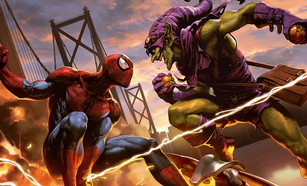 Marvel Spider-Man vs Green Goblin Premium Art Print by Sides