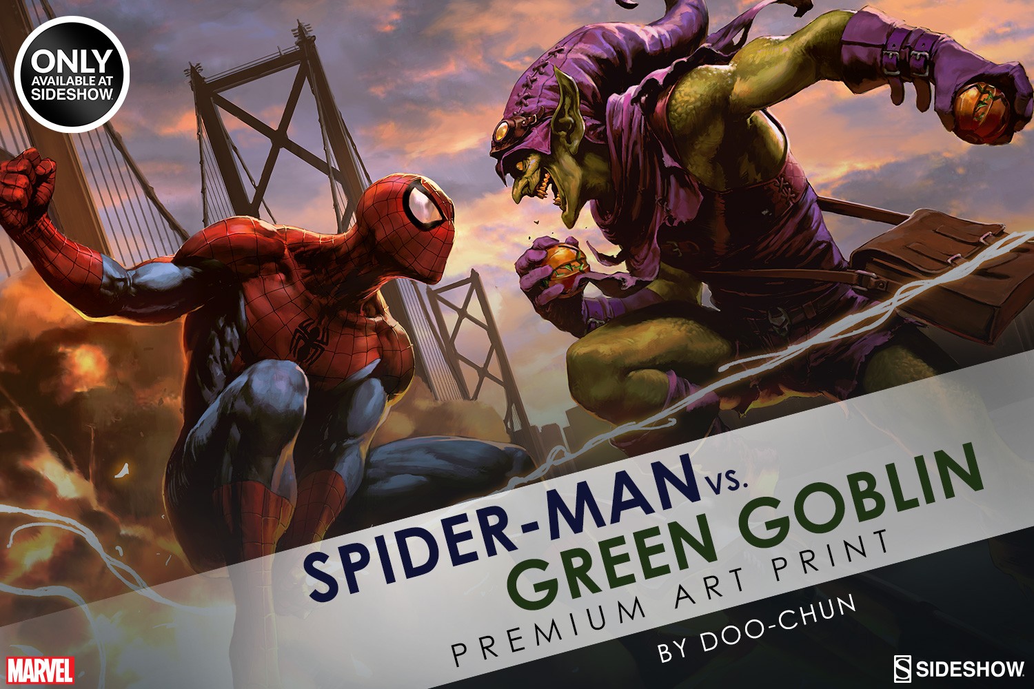 Marvel Spider-Man vs Green Goblin Premium Art Print by Sides