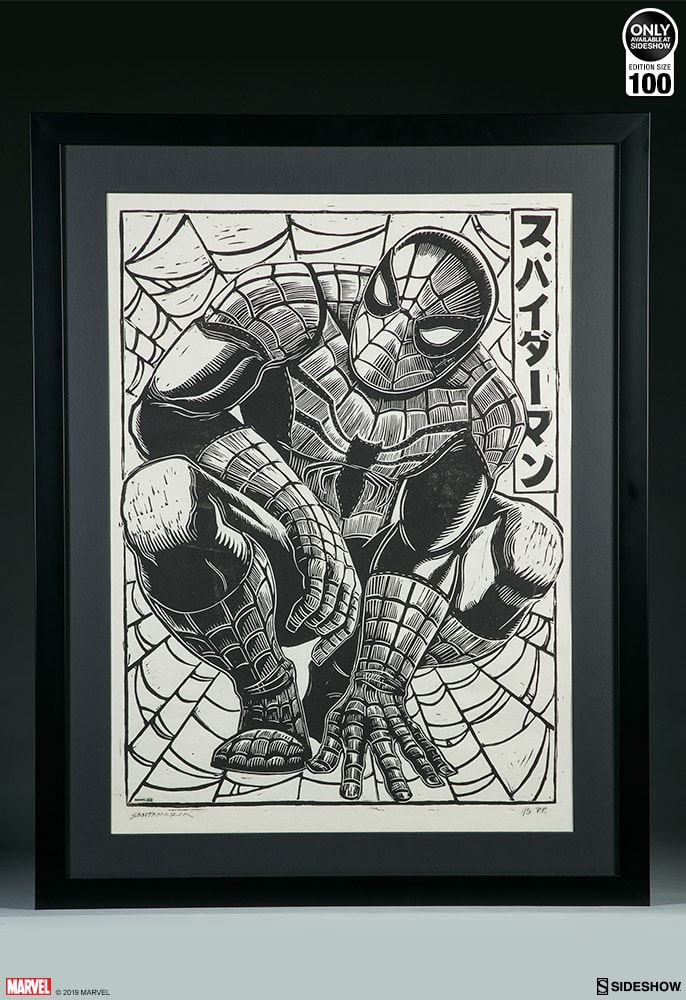 Spider-Man Linocut on Lokta Paper