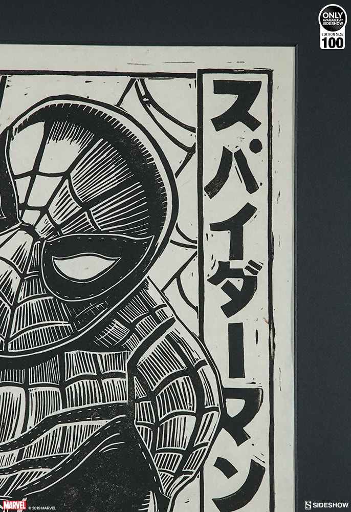 Spider-Man Linocut on Lokta Paper