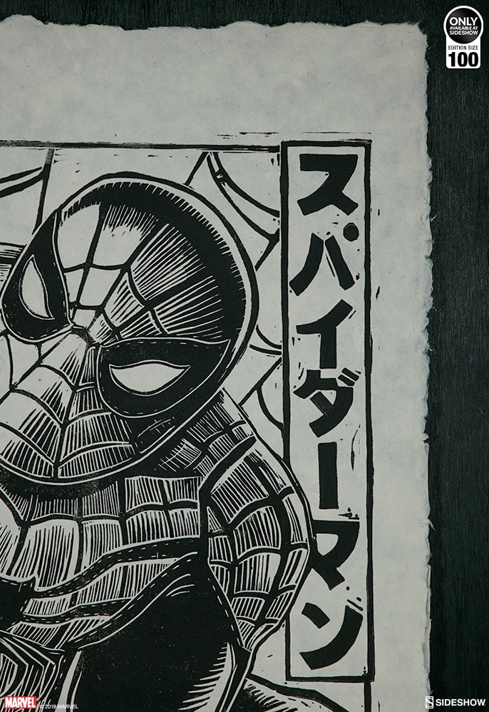 Spider-Man Linocut on Lokta Paper