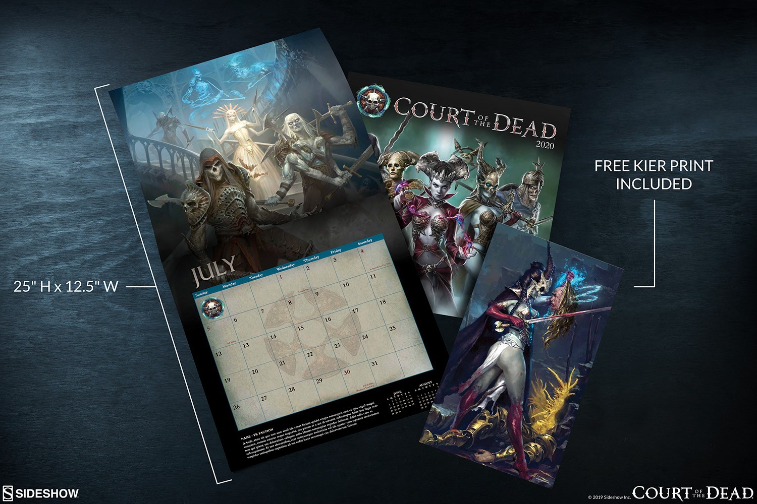 Court of the Dead 2020 Deluxe Wall Calendar- Prototype Shown