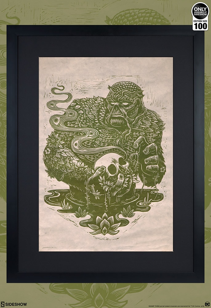 DC Comics Swamp Thing Linocut on Lokta Paper Art Print  Exclusive Edition View 2