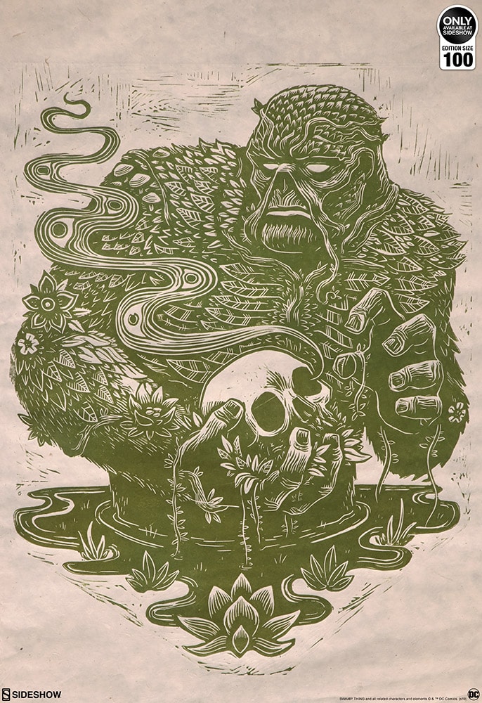 DC Comics Swamp Thing Linocut on Lokta Paper Art Print  Exclusive Edition View 4