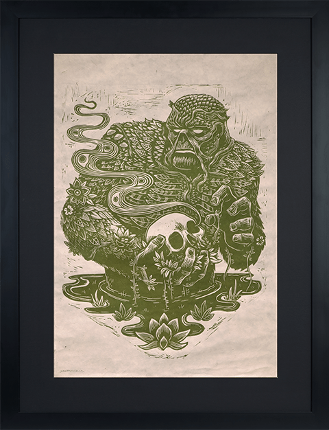 DC Comics Swamp Thing Linocut on Lokta Paper Art Print  Exclusive Edition View 6