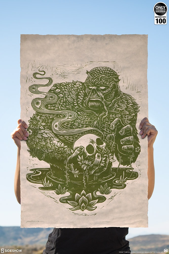 DC Comics Swamp Thing Linocut on Lokta Paper Art Print  Exclusive Edition View 6