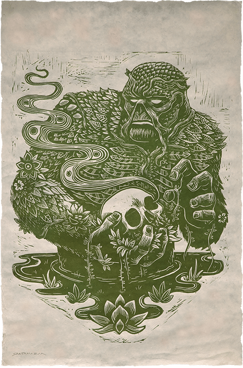 DC Comics Swamp Thing Linocut on Lokta Paper Art Print  Exclusive Edition View 7