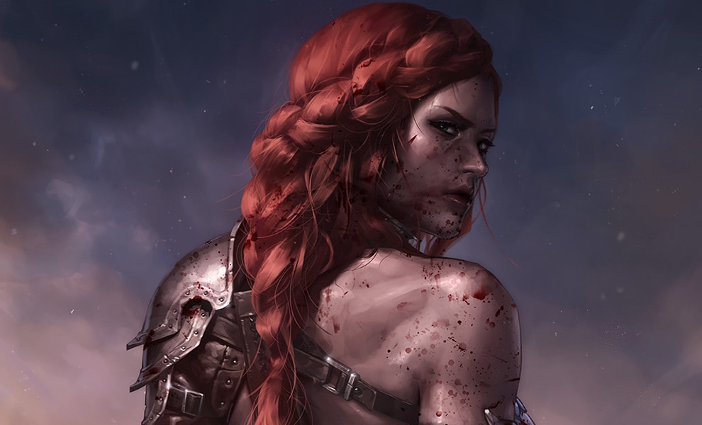 Dynamite Red Sonja: Birth of the She-Devil (Post-Battle Bloody Variant) Art Print  View 1