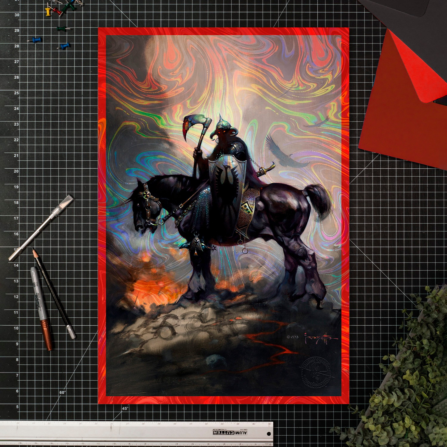 Frank Frazetta Death Dealer I Rainbow Lava Holofoil Art Print  View 1