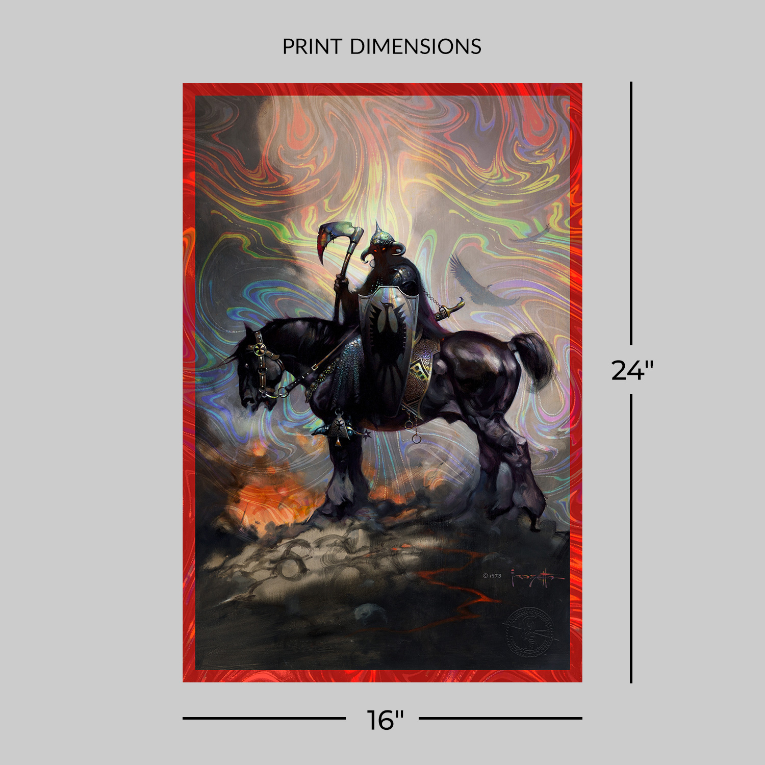 Frank Frazetta Death Dealer I Rainbow Lava Holofoil Art Print  View 2