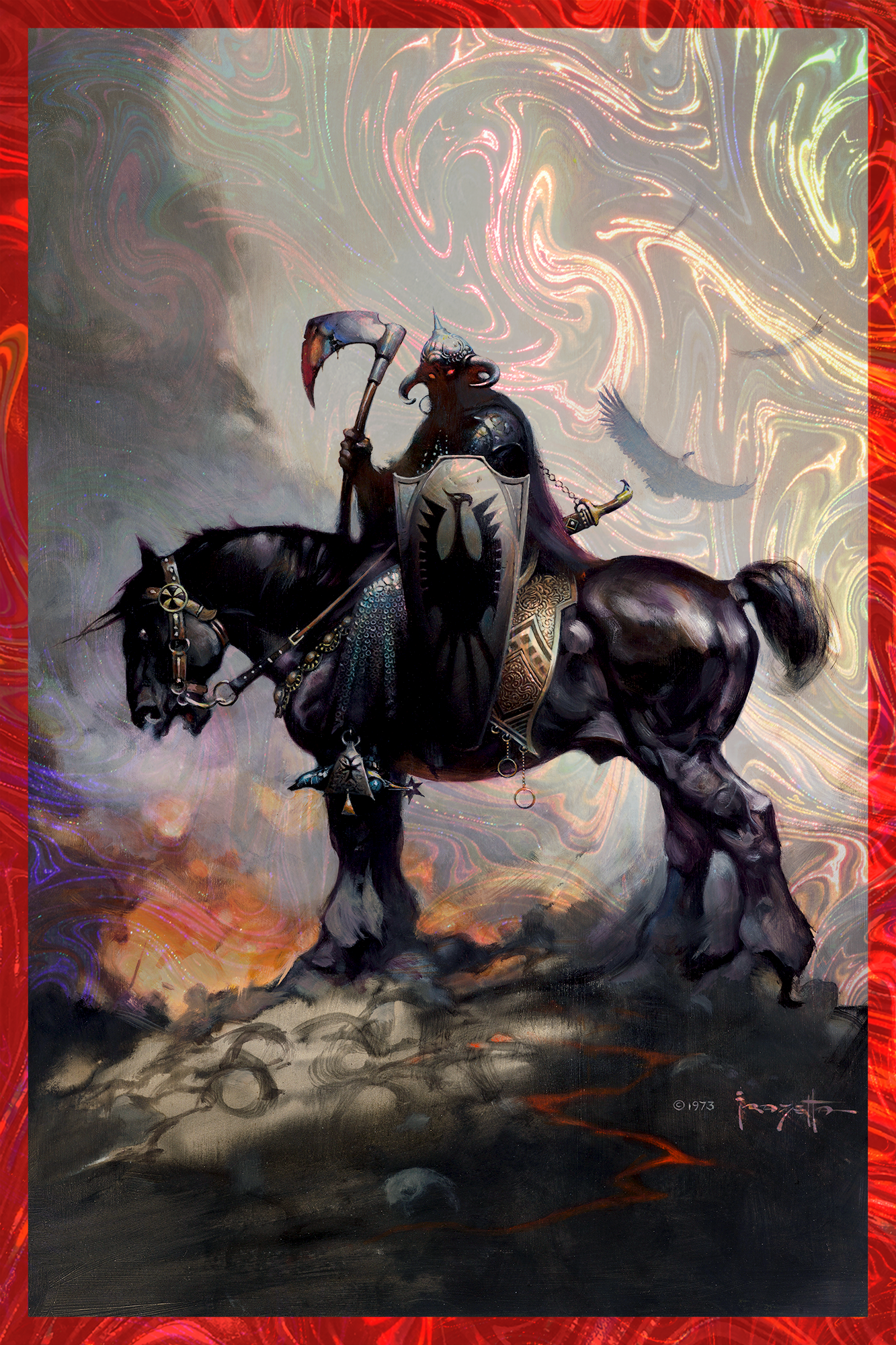 Frank Frazetta Death Dealer I Rainbow Lava Holofoil Art Print  View 4