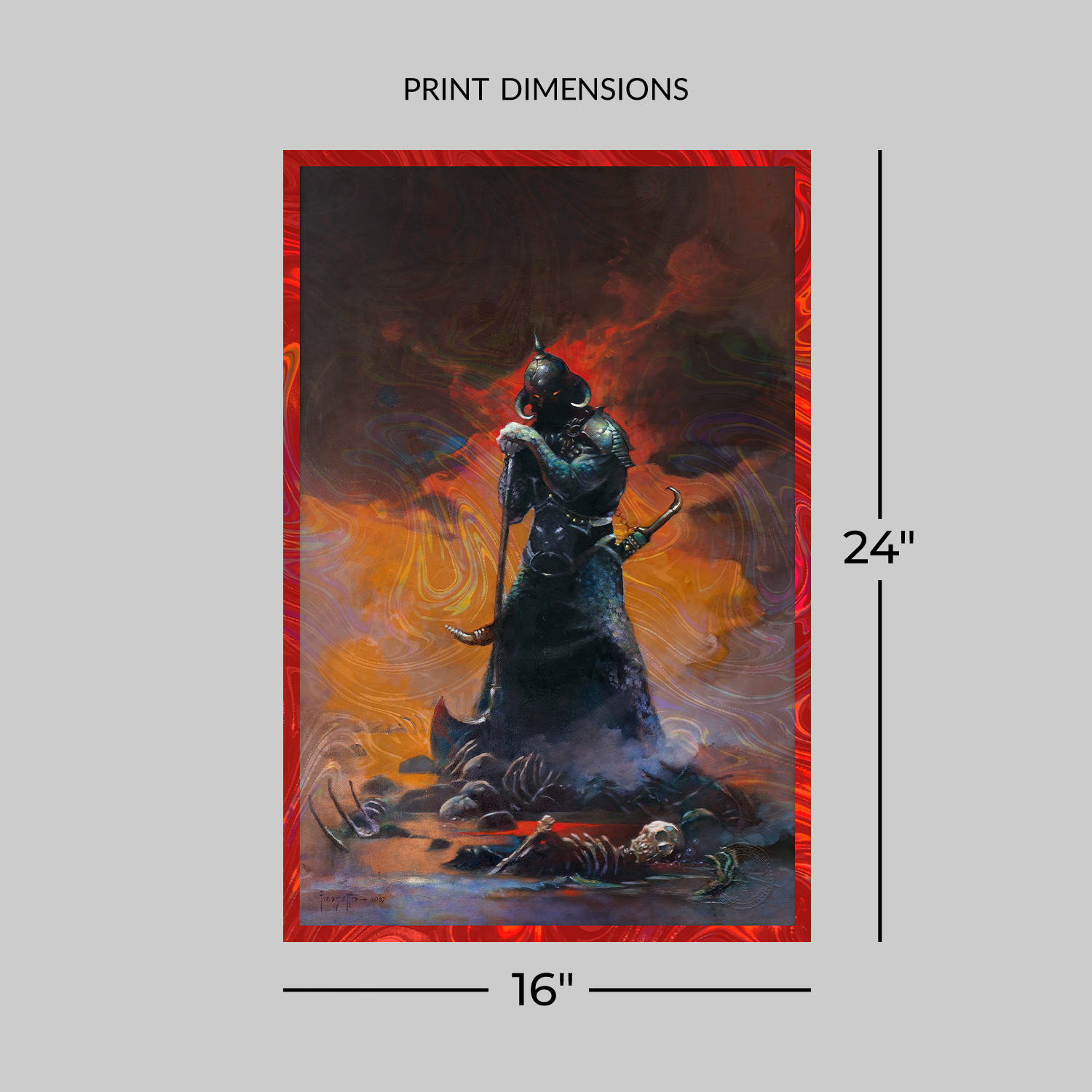 Frank Frazetta Death Dealer III (Revised) Rainbow Lava Holofoil Art Print  View 2