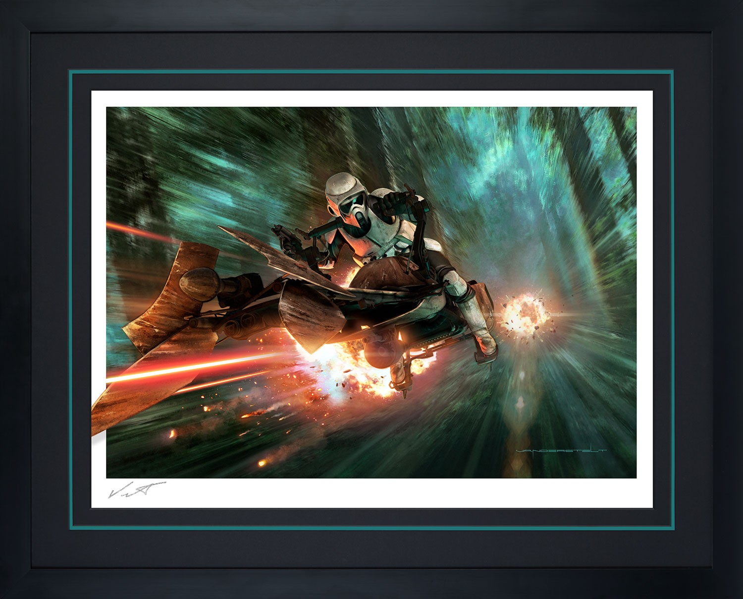 Star Wars Endor Chase Fine Art Print by Jerry Vanderstelt