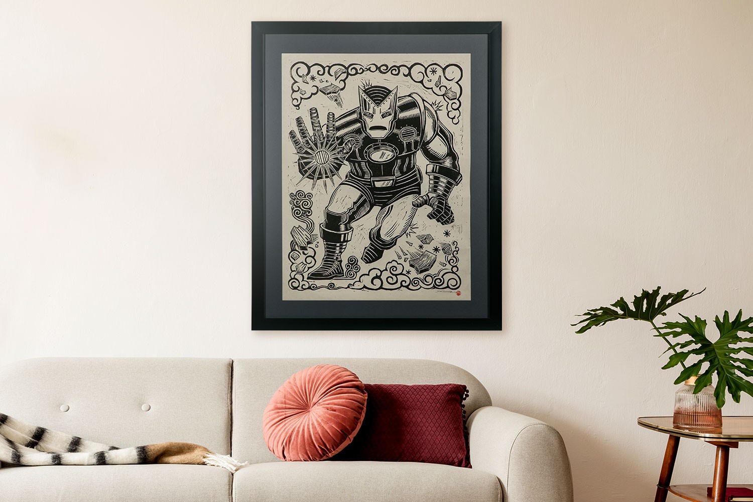 Iron Man Linocut on Lokta Paper Exclusive Edition View 1