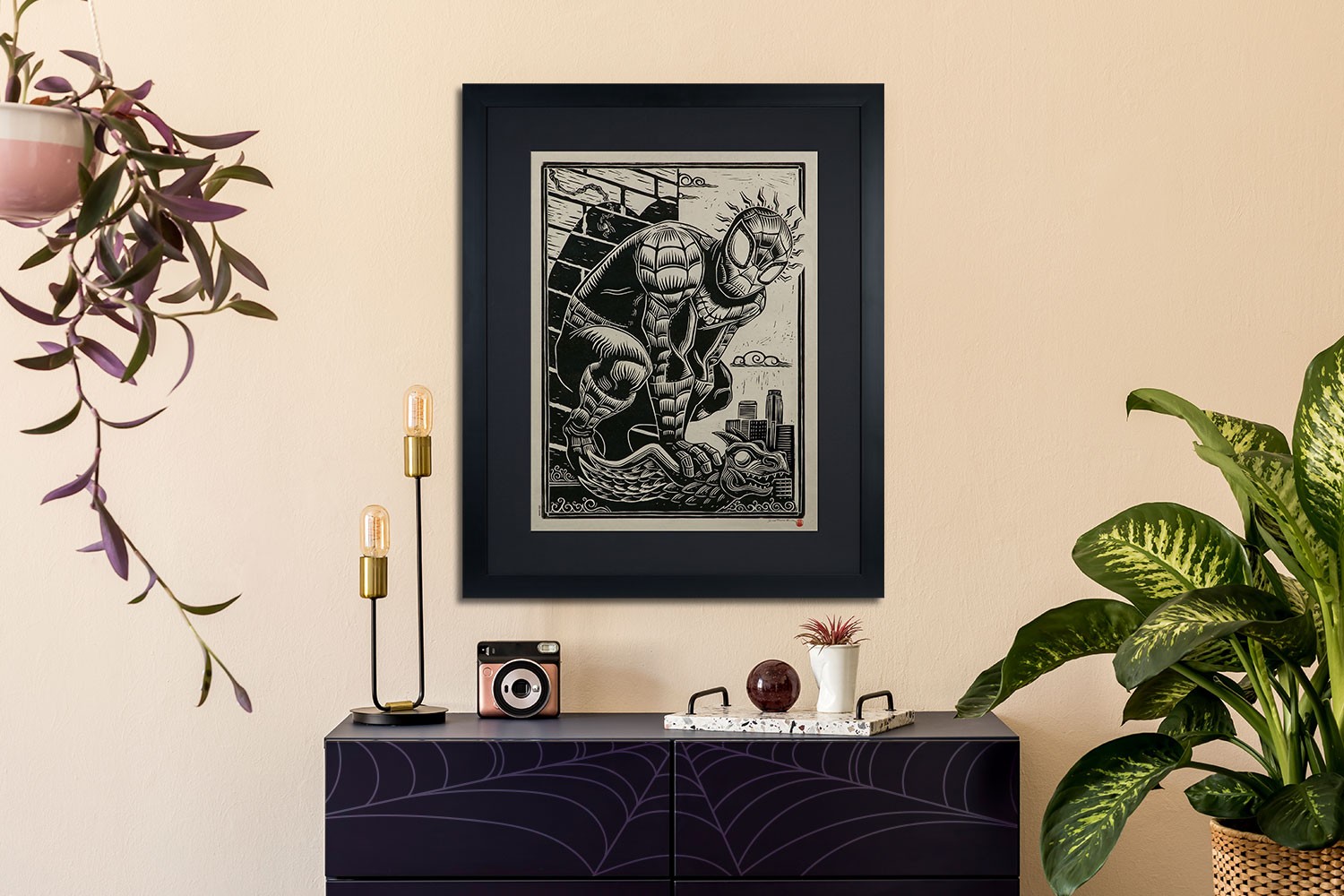 Spider-Man Linocut on Lokta Paper Exclusive Edition View 1