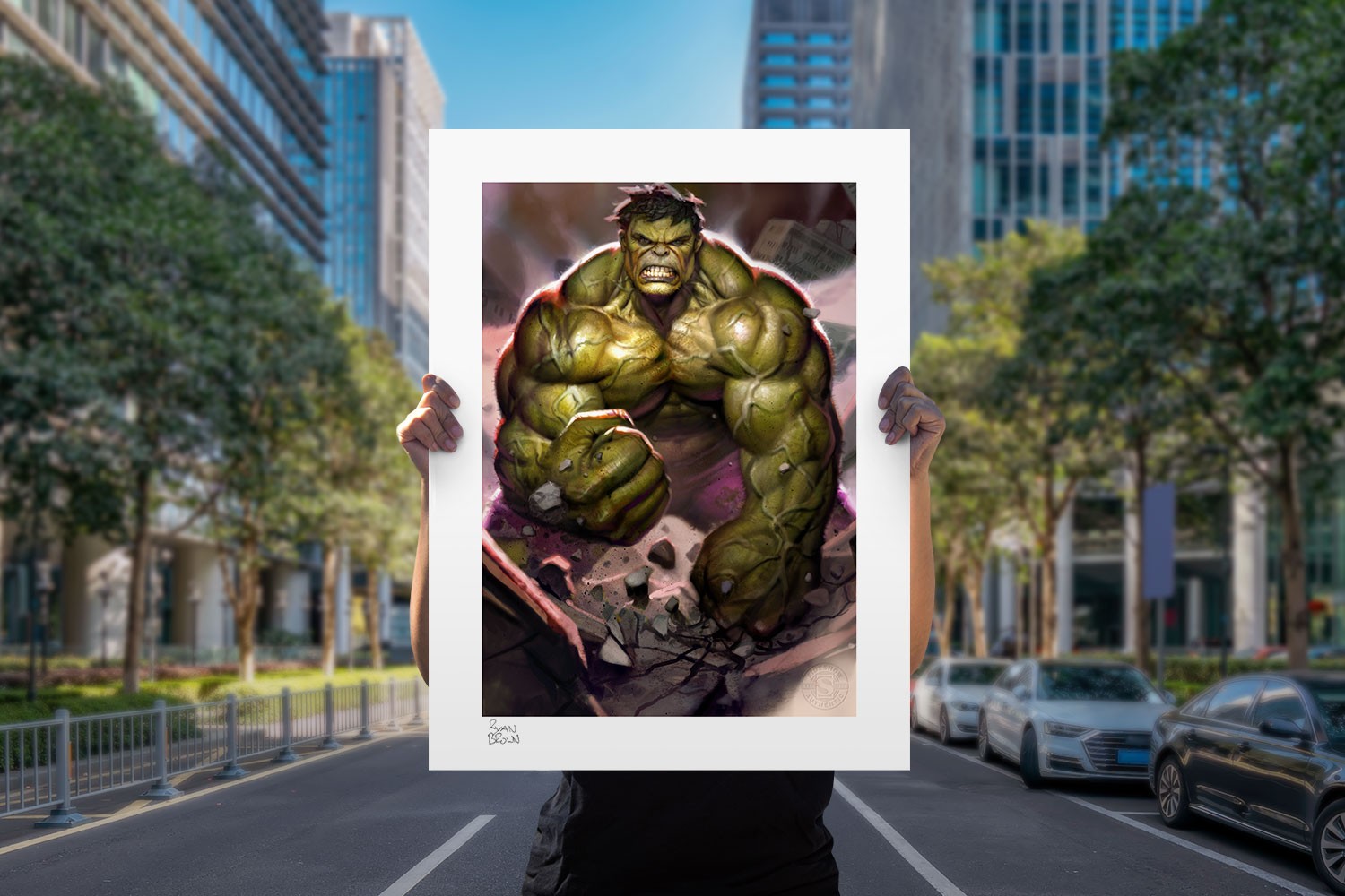 Marvel Hulk Rear View The Incredible Hulk Fine Art Print by Sideshow | Sideshow Collectibles