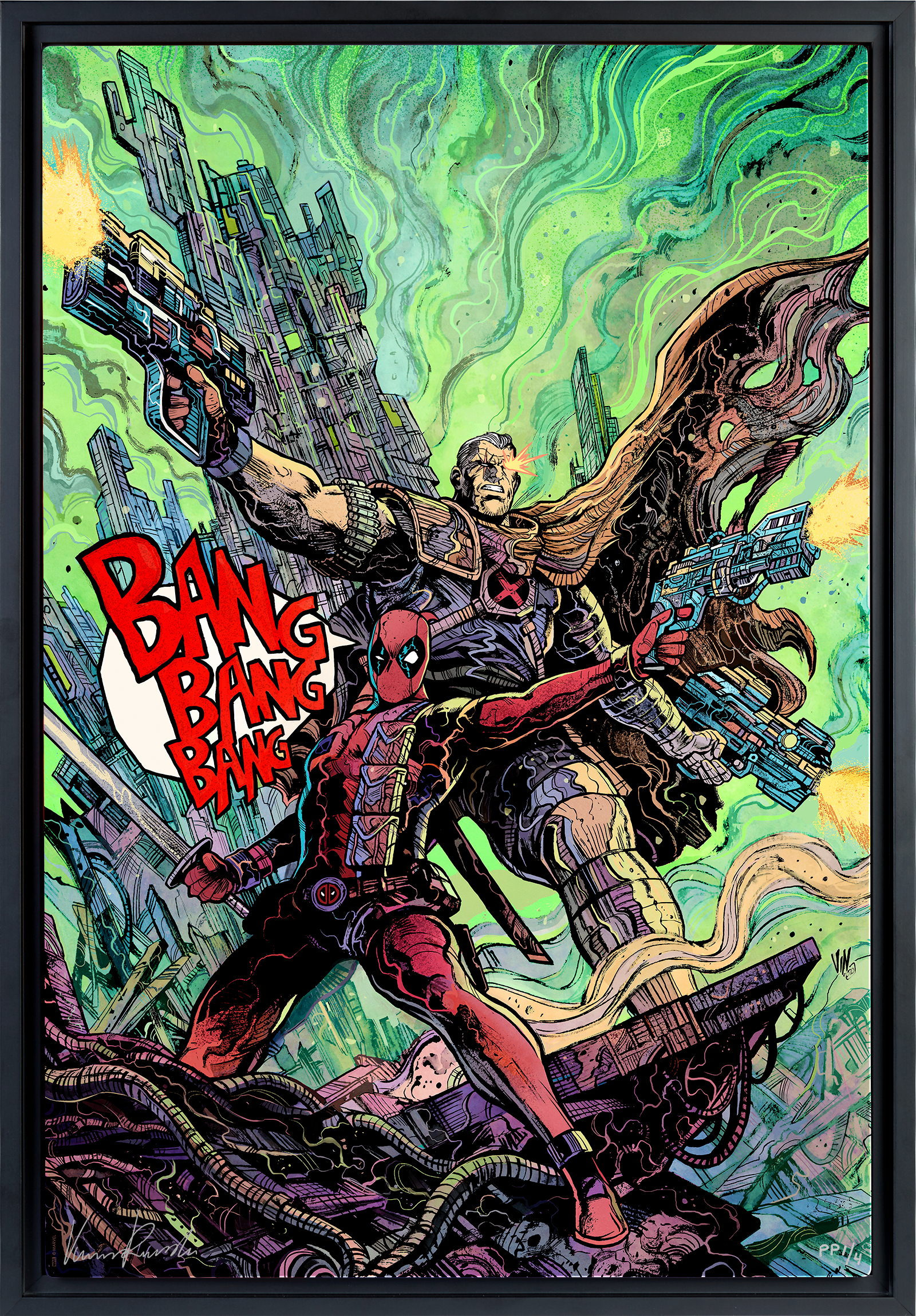 グリヒル　プリント　デッドプール　サイン付き Deadpool & Wolverine Fine Art Print by Sam Green | Sideshow