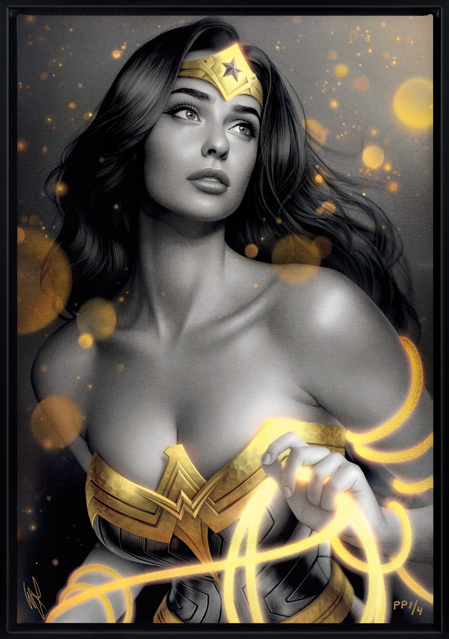 Wonder Woman: Black & Gold Fine Art Print by Warren Louw