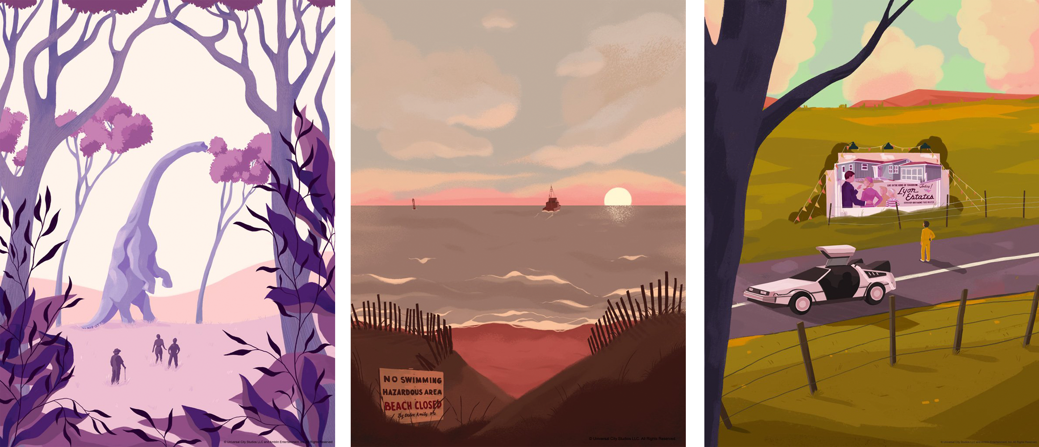 Universal BTTF, Jaws, Jurassic Park Set Art Print  View 2